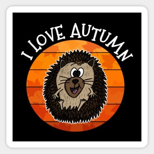 I Love Autumn Hedgehog Fall Wildlife Magnet